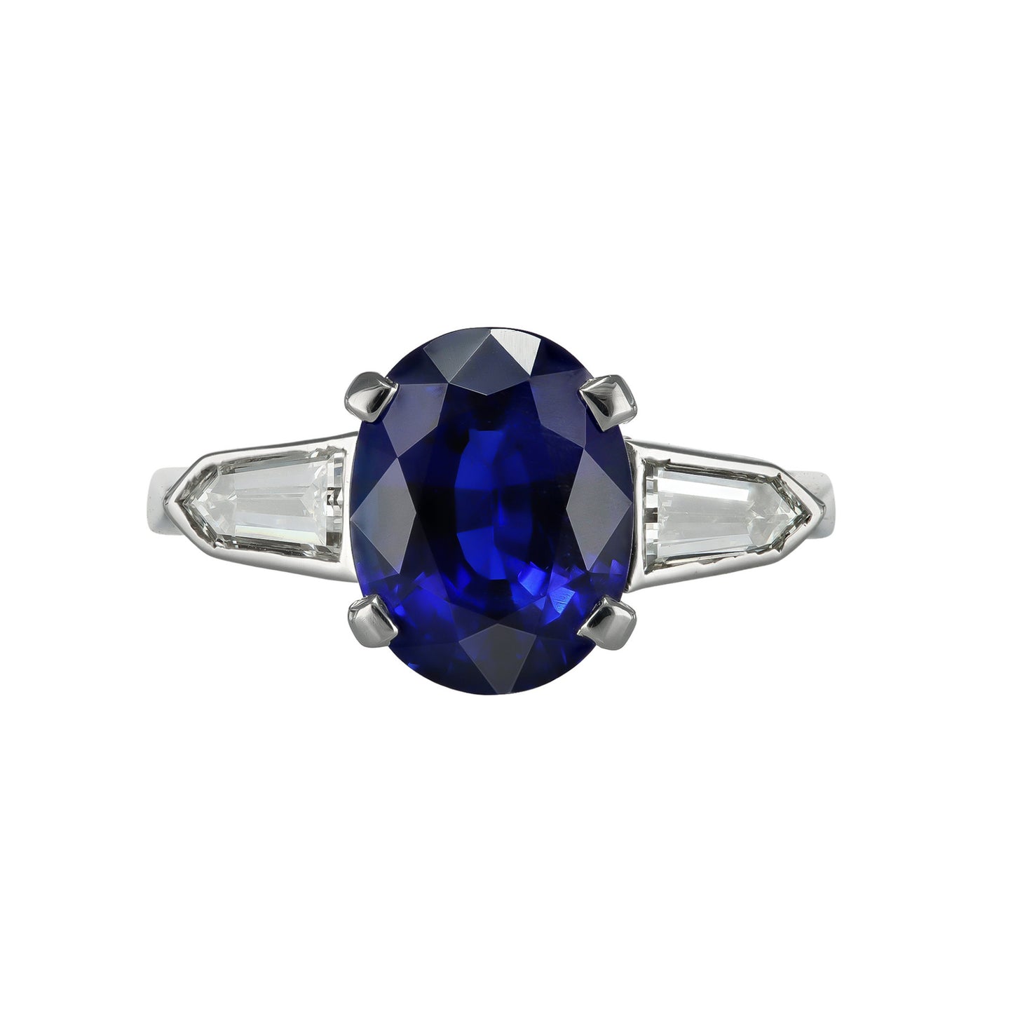1950s Platinum Sapphire & Diamond Ring front