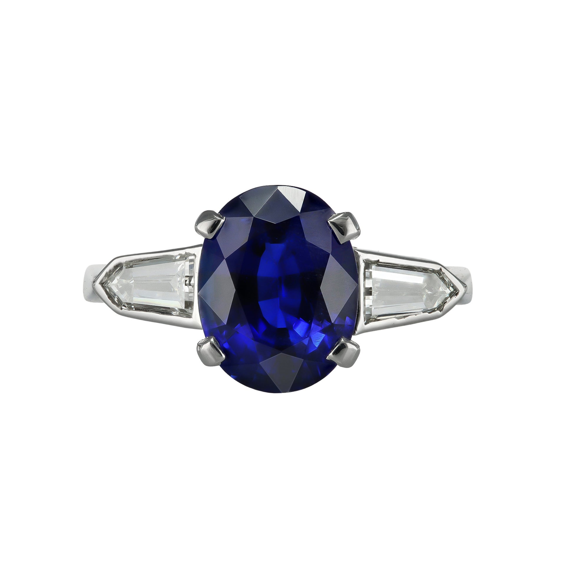 1950s Platinum Sapphire & Diamond Ring front