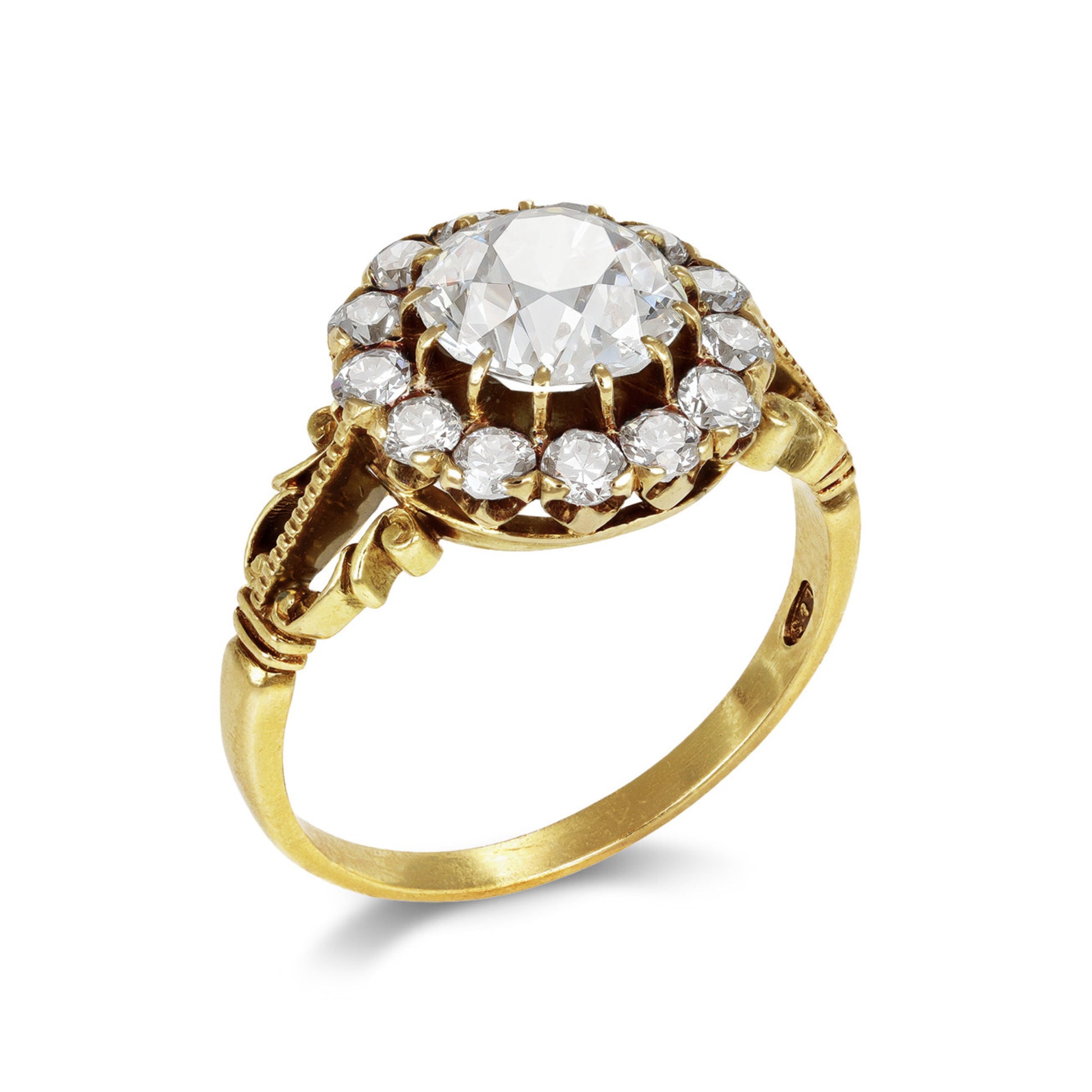 Victorian 18KT Yellow Gold Diamond Ring side