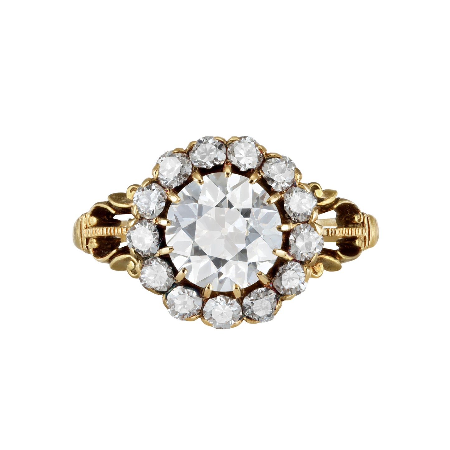 Victorian 18KT Yellow Gold Diamond Ring front