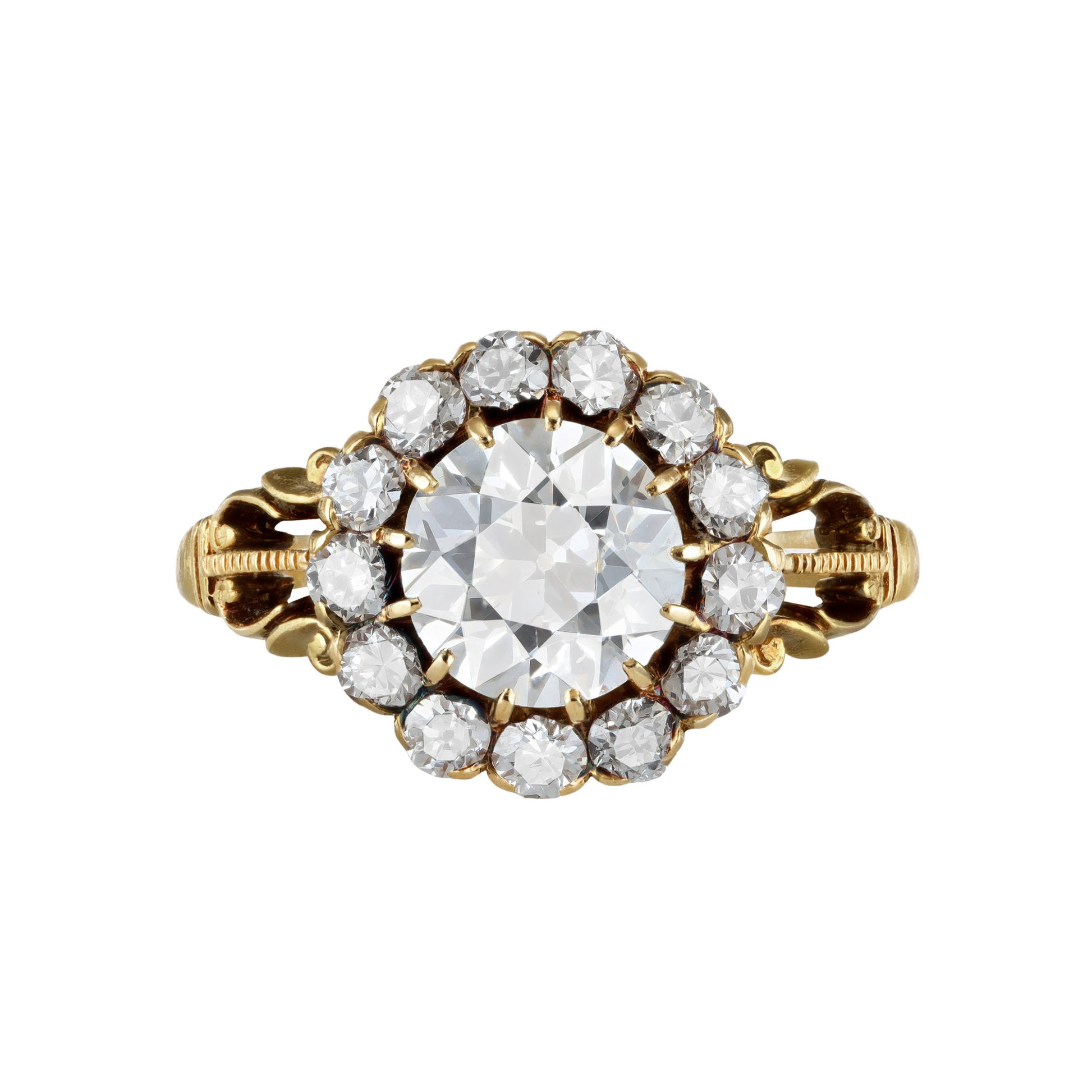 Victorian 18KT Yellow Gold Diamond Ring front