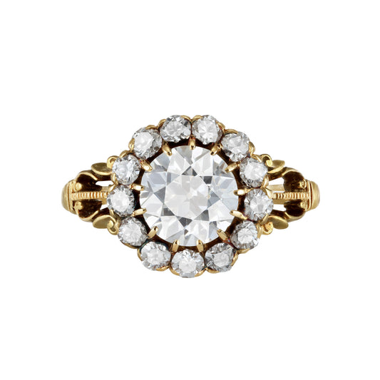 Victorian 18KT Yellow Gold Diamond Ring front
