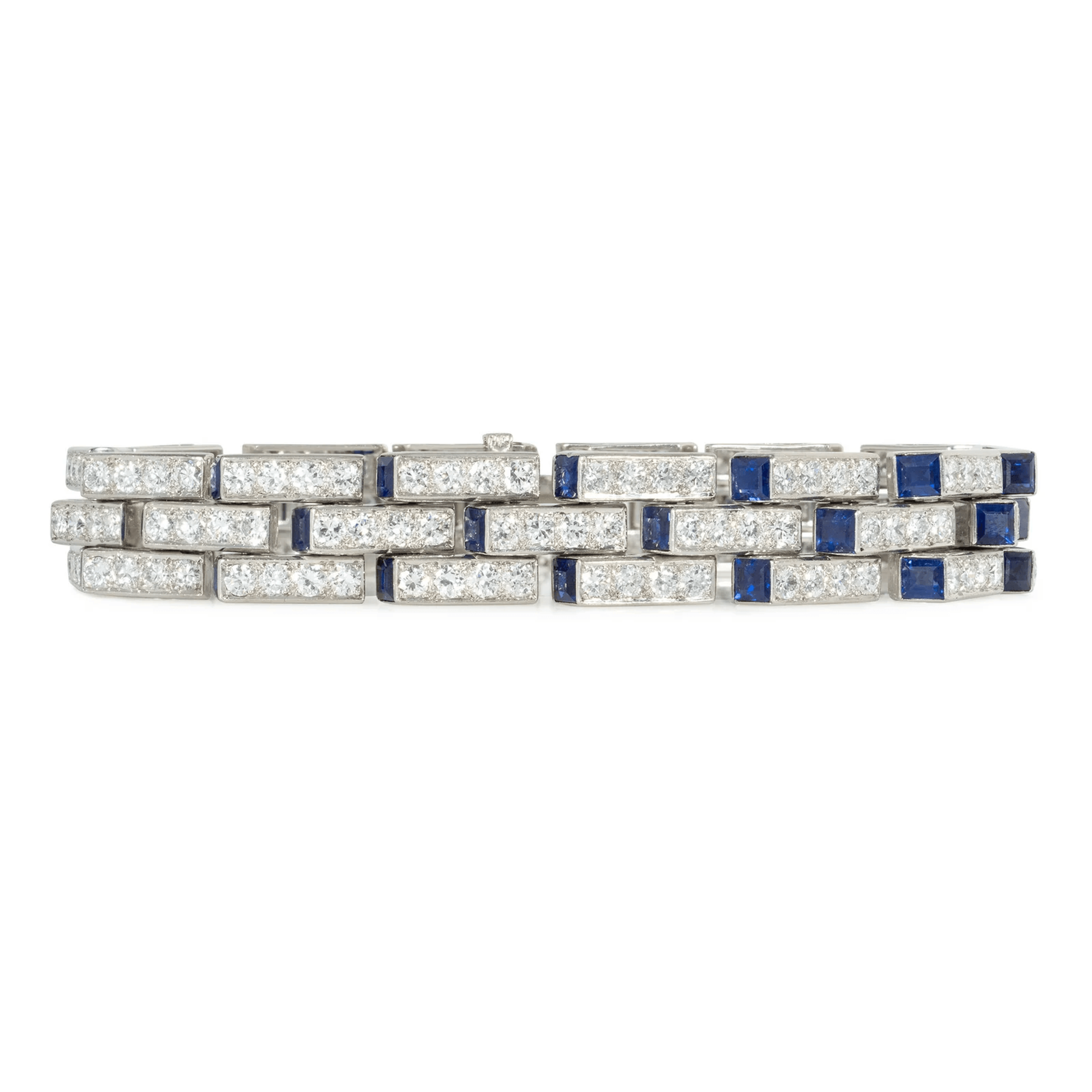 Marcus & Co. Art Deco Platinum Diamond & Sapphire Bracelet front