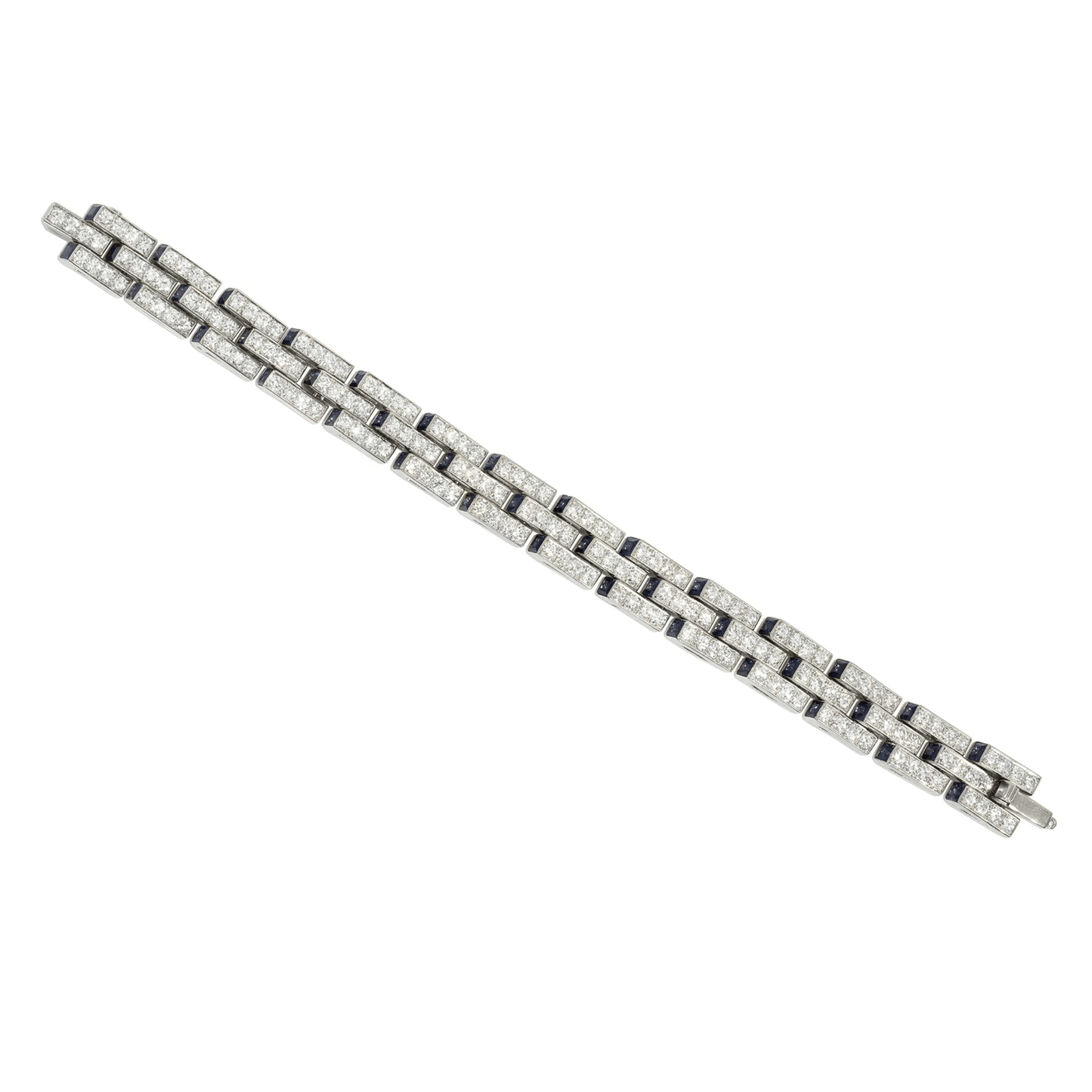 Marcus & Co. Art Deco Platinum Diamond & Sapphire Bracelet front
