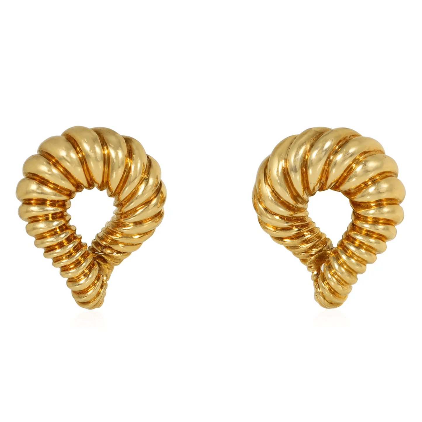 Tiffany & Co. 1970s 18KT Yellow Gold Onyx, Bone, Coral, Lapis Lazuli & Quartz Interchangeable Earrings gold hoops