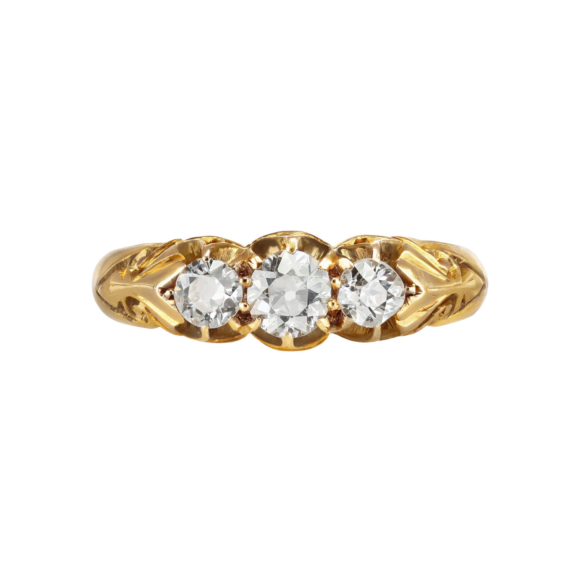 Victorian 18KT Yellow Gold Diamond Ring front