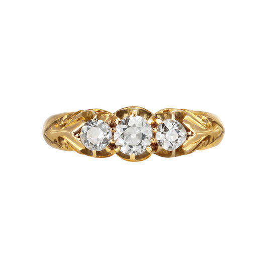 Victorian 18KT Yellow Gold Diamond Ring front
