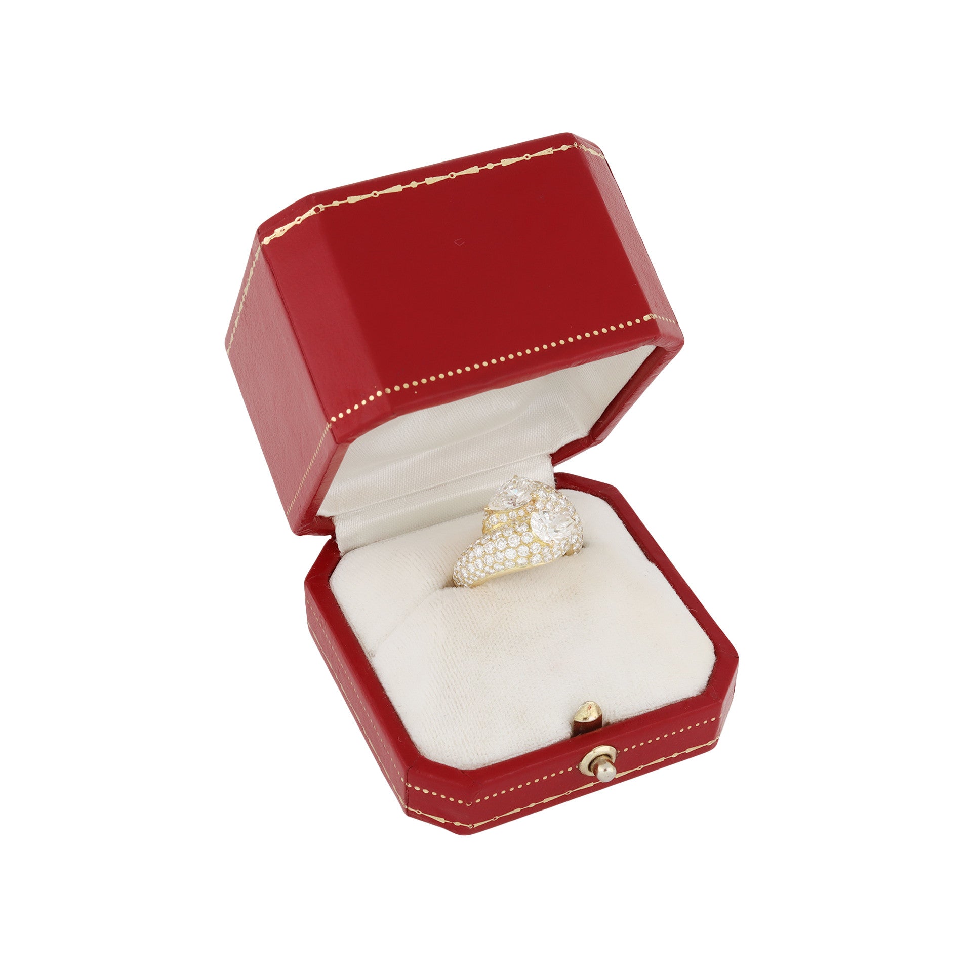 Cartier French Post-1980s 18KT Yellow Gold Diamond Ring in box