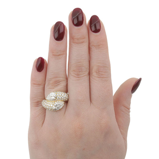 Cartier French Post-1980s 18KT Yellow Gold Diamond Ring on finger