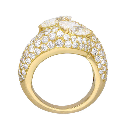 Cartier French Post-1980s 18KT Yellow Gold Diamond Ring profile
