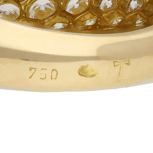 Cartier French Post-1980s 18KT Yellow Gold Diamond Ring stamps
