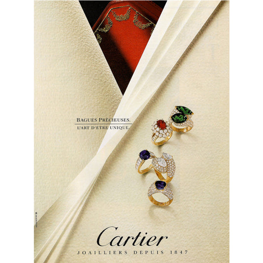 Cartier French Post-1980s 18KT Yellow Gold Diamond Ring carter ad