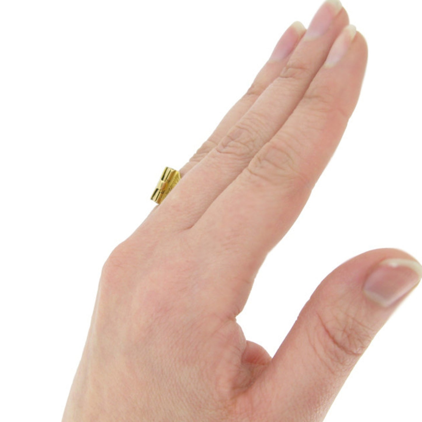English Edwardian 18KT Yellow Gold Locket Ring on finger