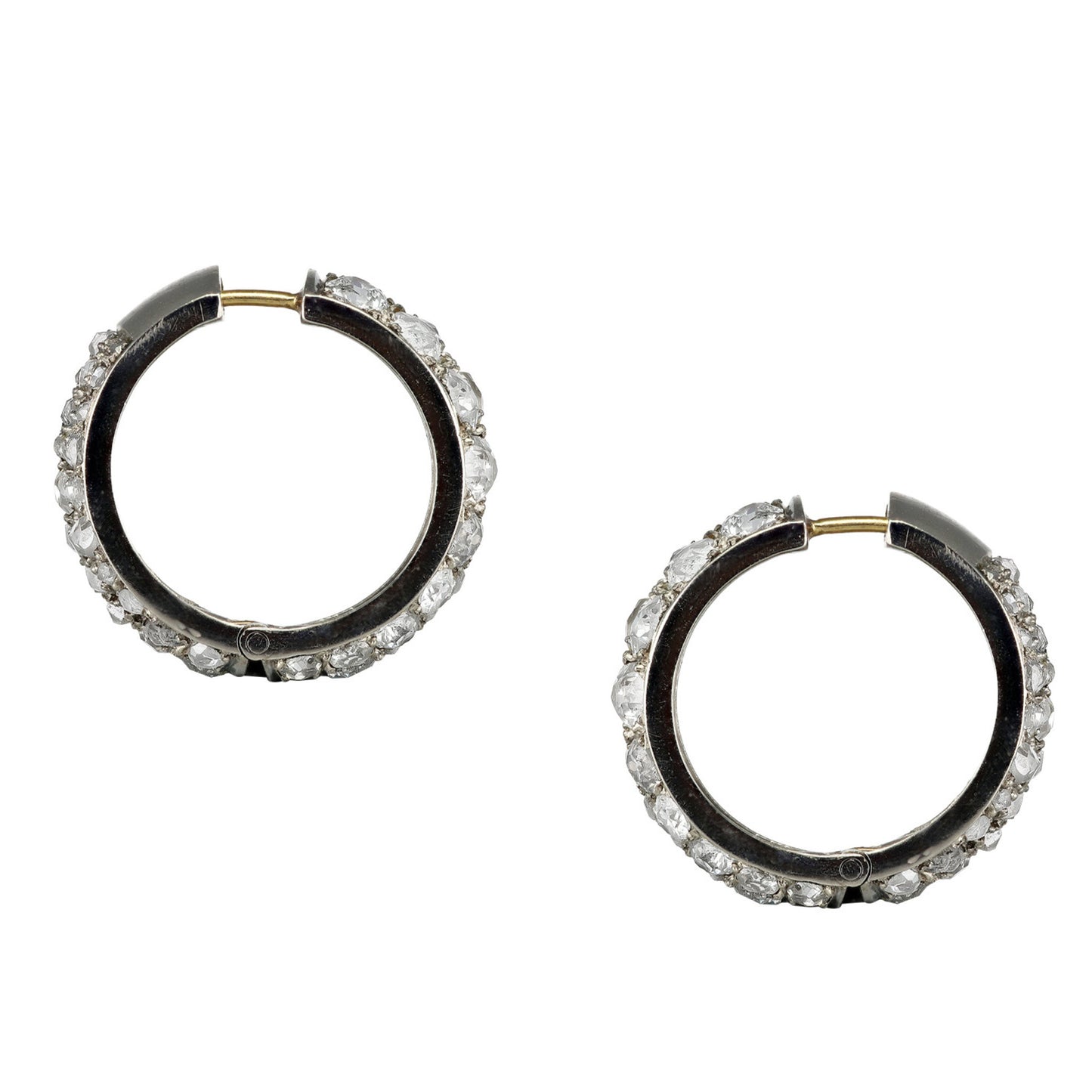 French 1930s Platinum & 18KT White Gold Diamond Earrings profile