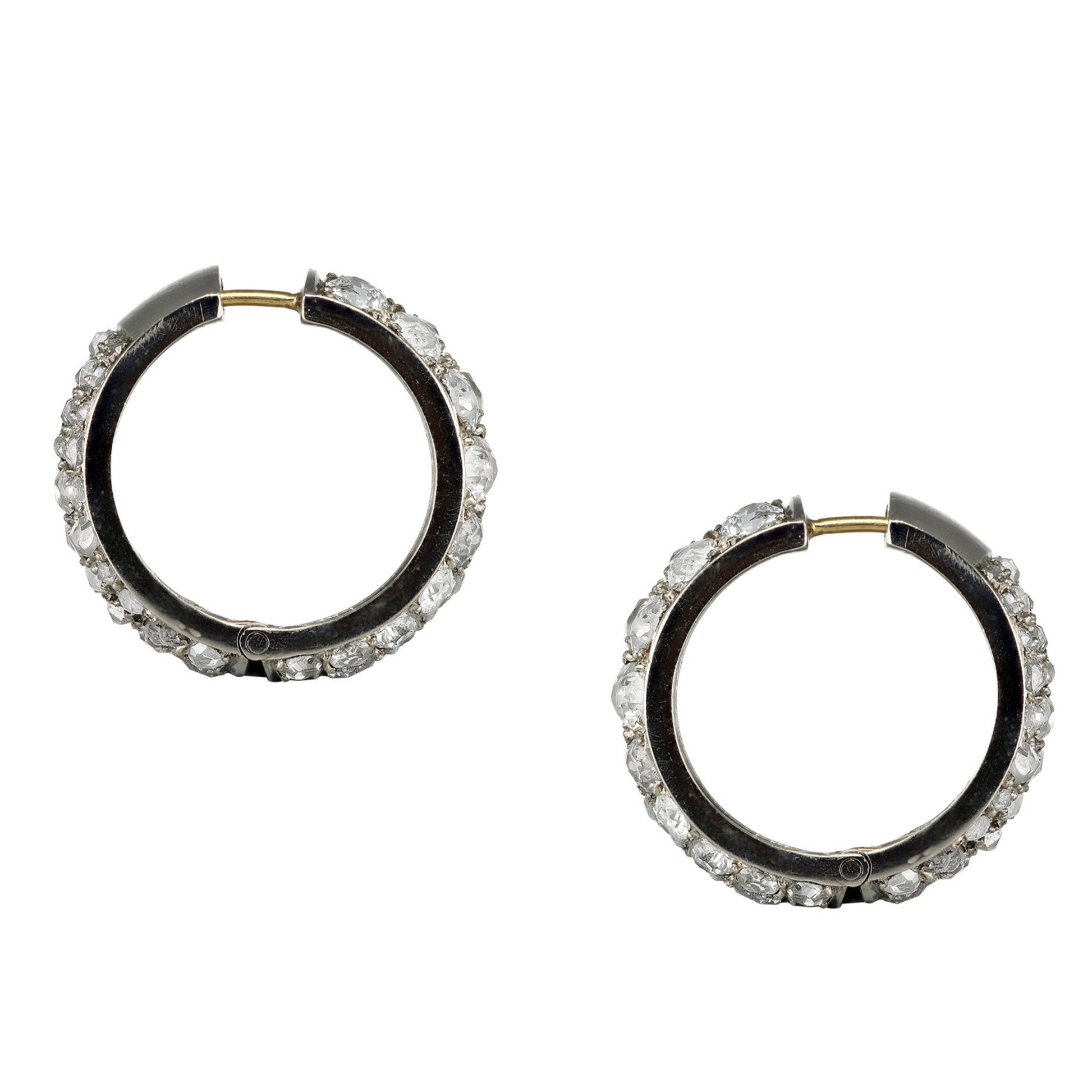 French 1930s Platinum & 18KT White Gold Diamond Earrings profile