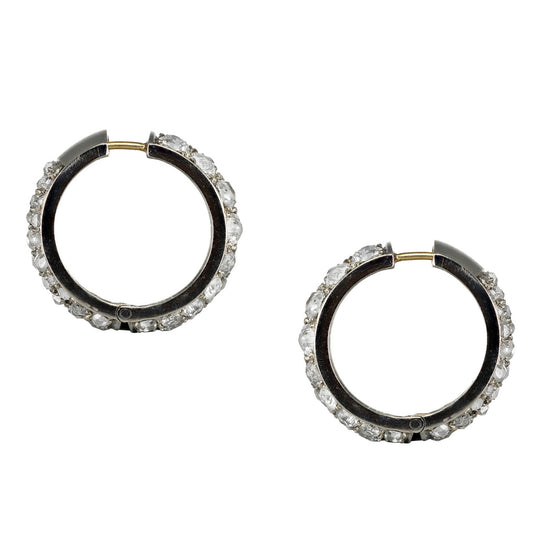 French 1930s Platinum & 18KT White Gold Diamond Earrings profile