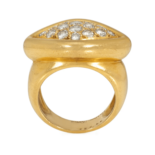 Cartier Paris 1970s 18KT Yellow Gold Diamond Ring profile