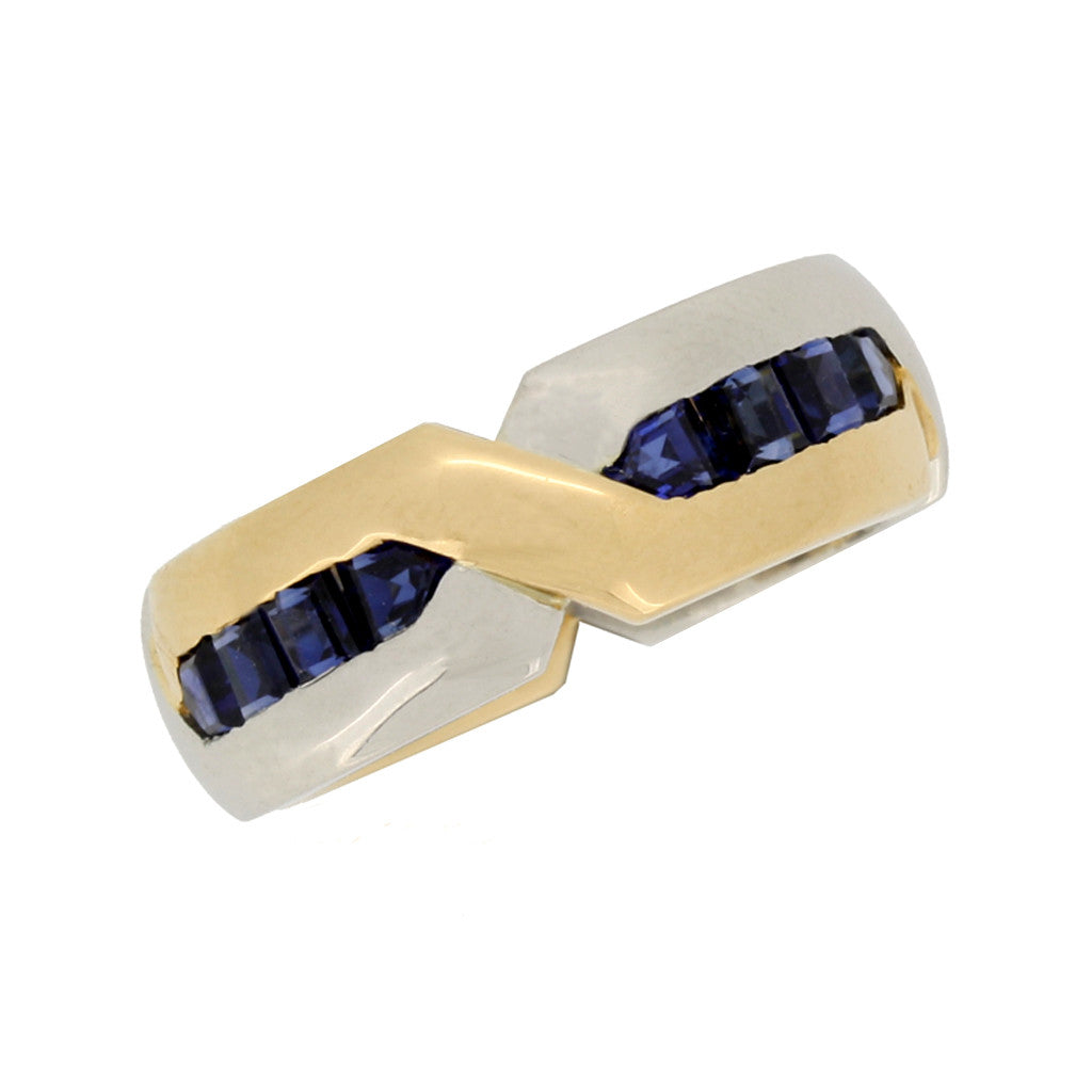 Oscar Heyman Bros. American 1970s Platinum & 18KT Yellow Gold Sapphire Ring front