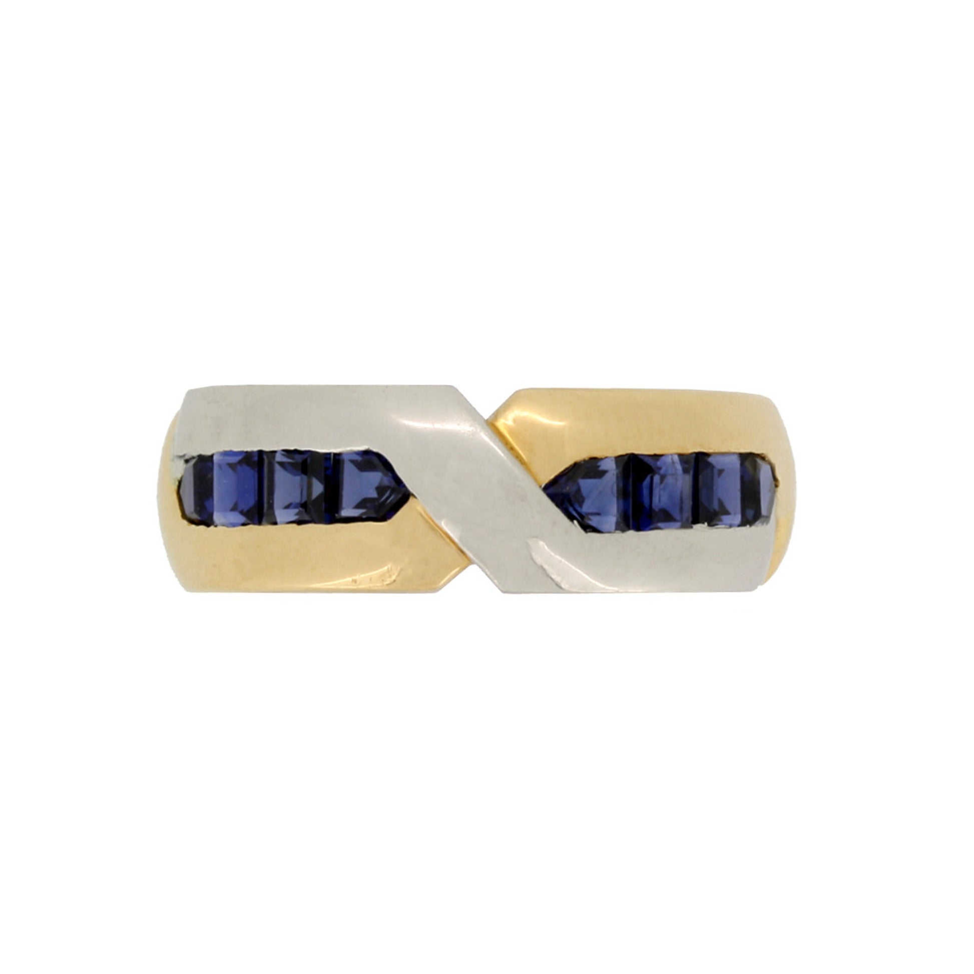 Oscar Heyman Bros. American 1970s Platinum & 18KT Yellow Gold Sapphire Ring front
