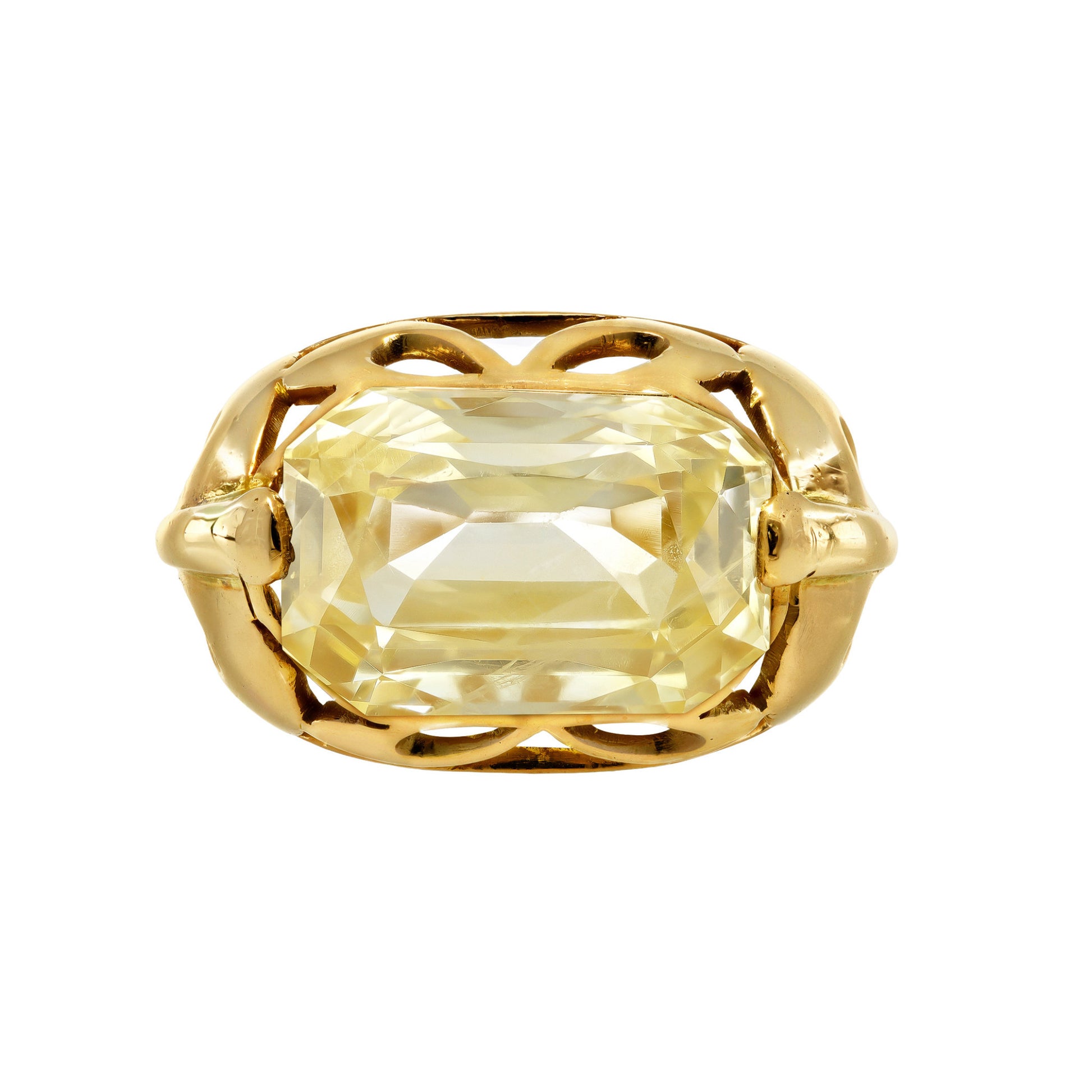 French 1950s 18KT Rose Gold Sapphire Ring front