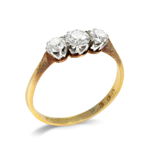 Edwardian Platinum & 18KT Yellow Gold Diamond Ring profile