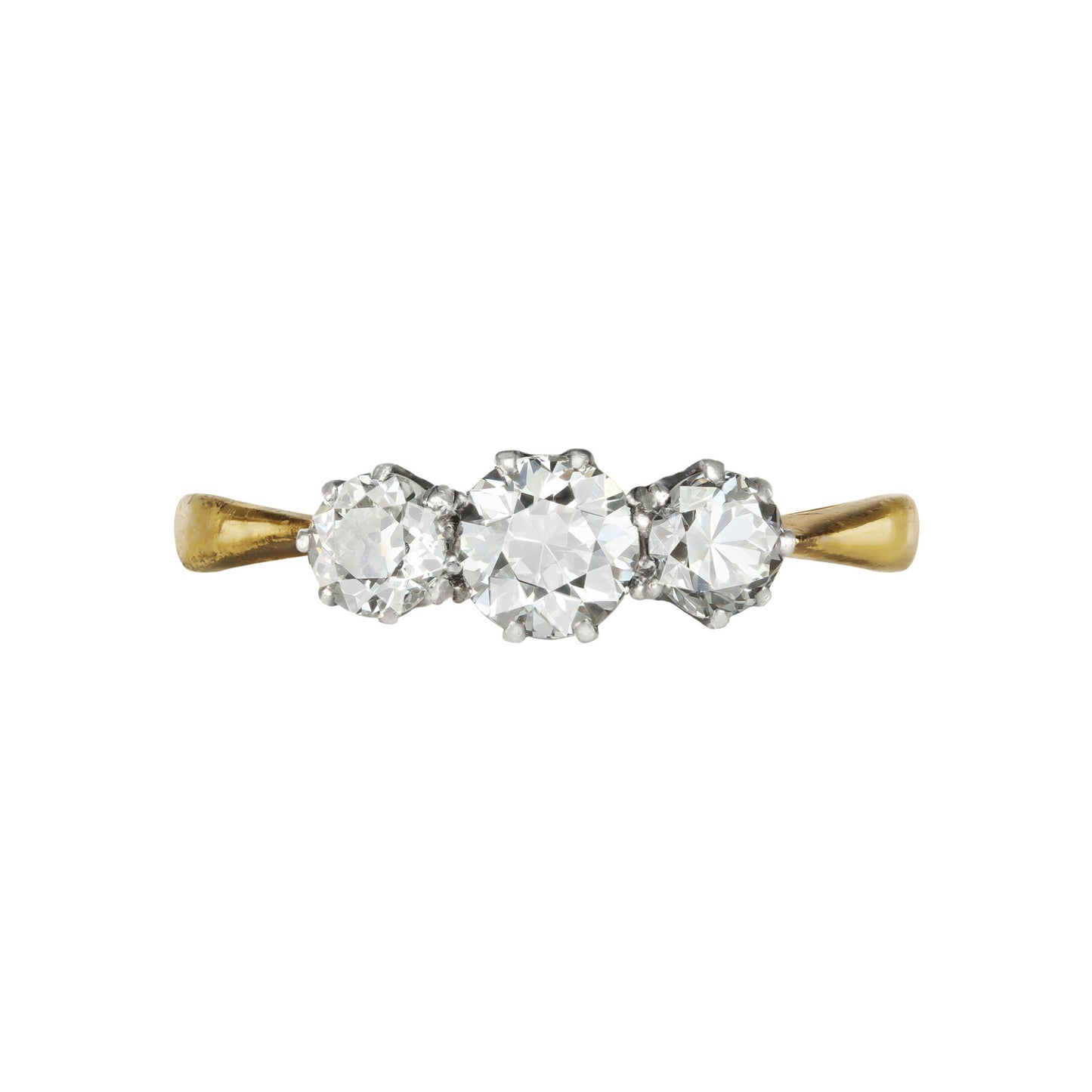 Edwardian Platinum & 18KT Yellow Gold Diamond Ring front
