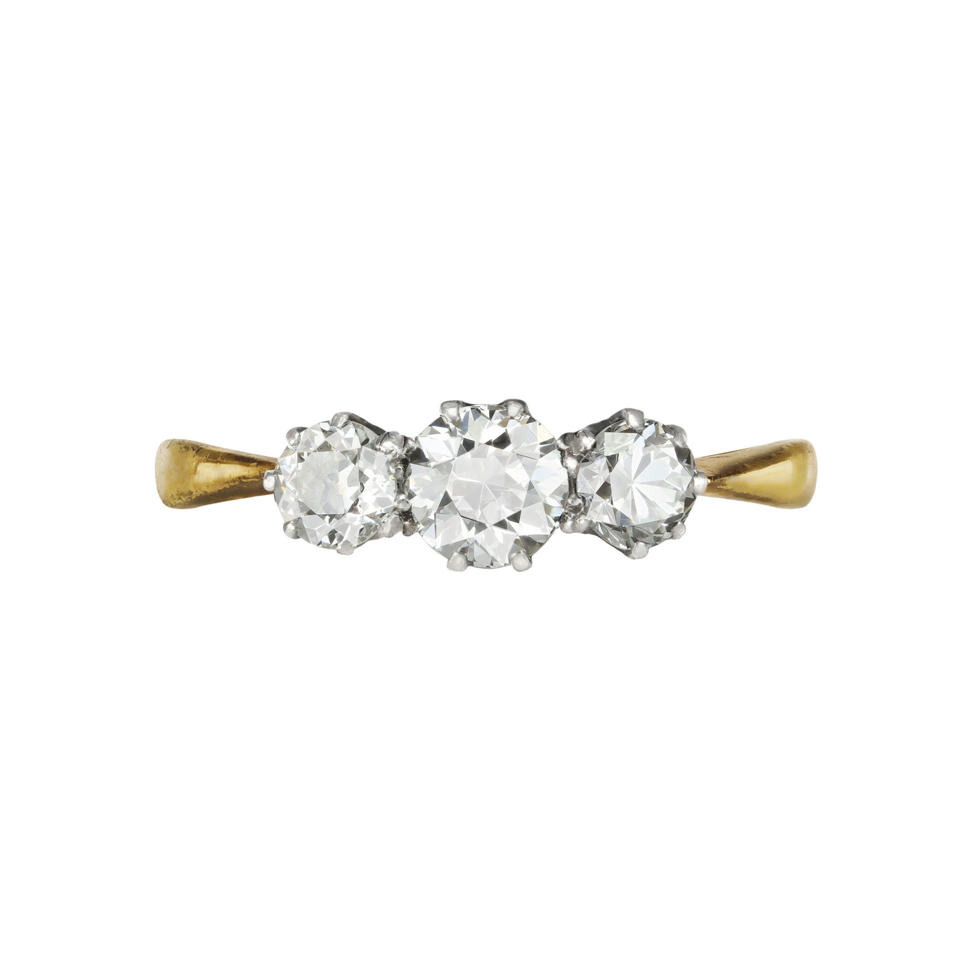 Edwardian Platinum & 18KT Yellow Gold Diamond Ring front