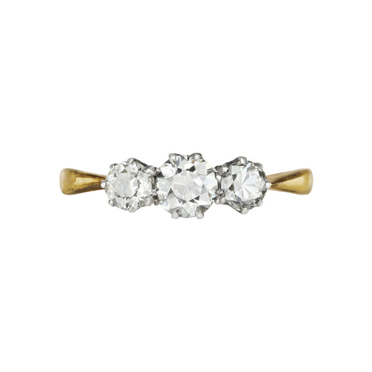 Edwardian Platinum & 18KT Yellow Gold Diamond Ring front