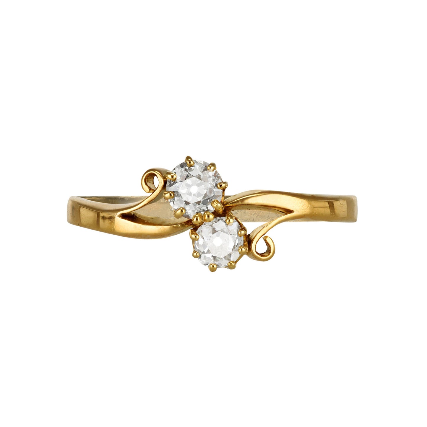 English Edwardian 18KT Yellow Gold Diamond Ring front