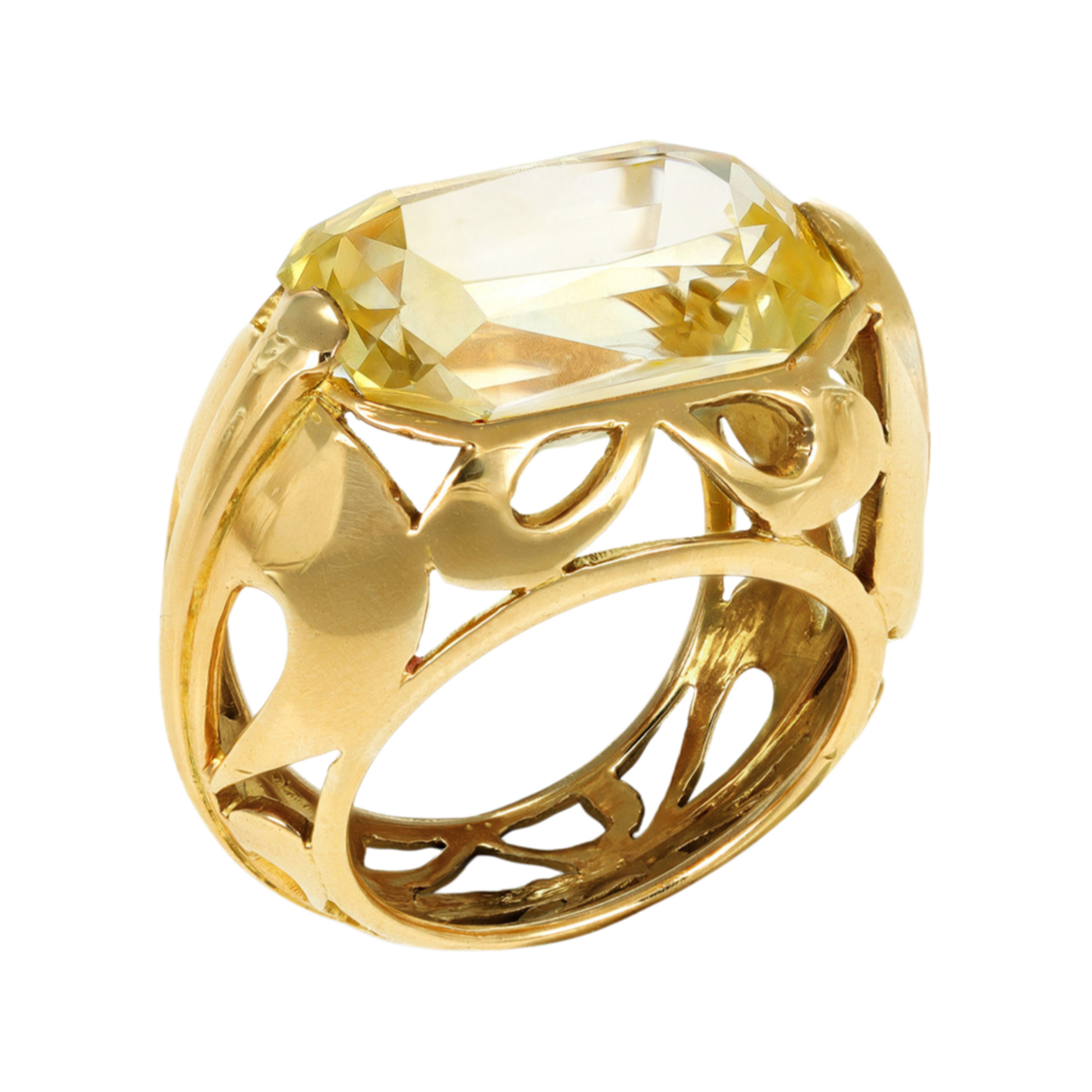 French 1950s 18KT Rose Gold Sapphire Ring side