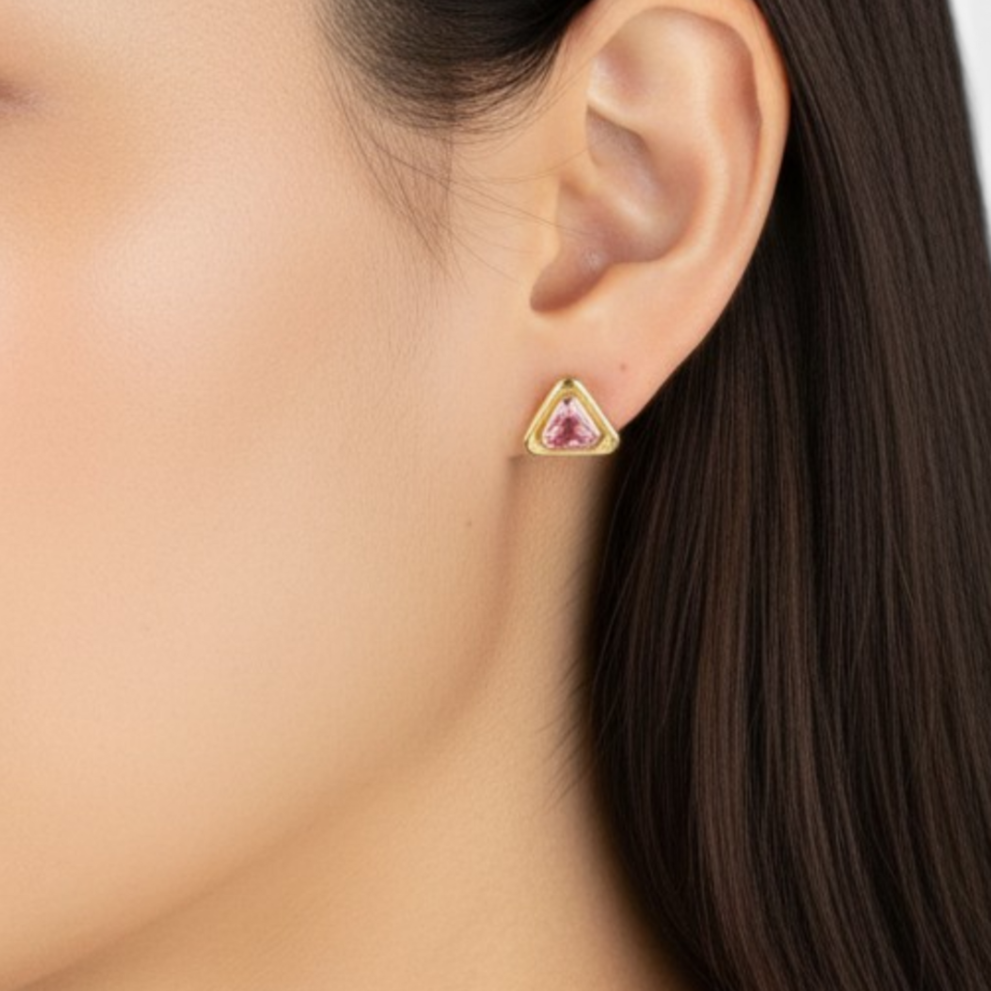 Bulgari 1980s 18KT Yellow Gold Tourmaline Earrings on ear
