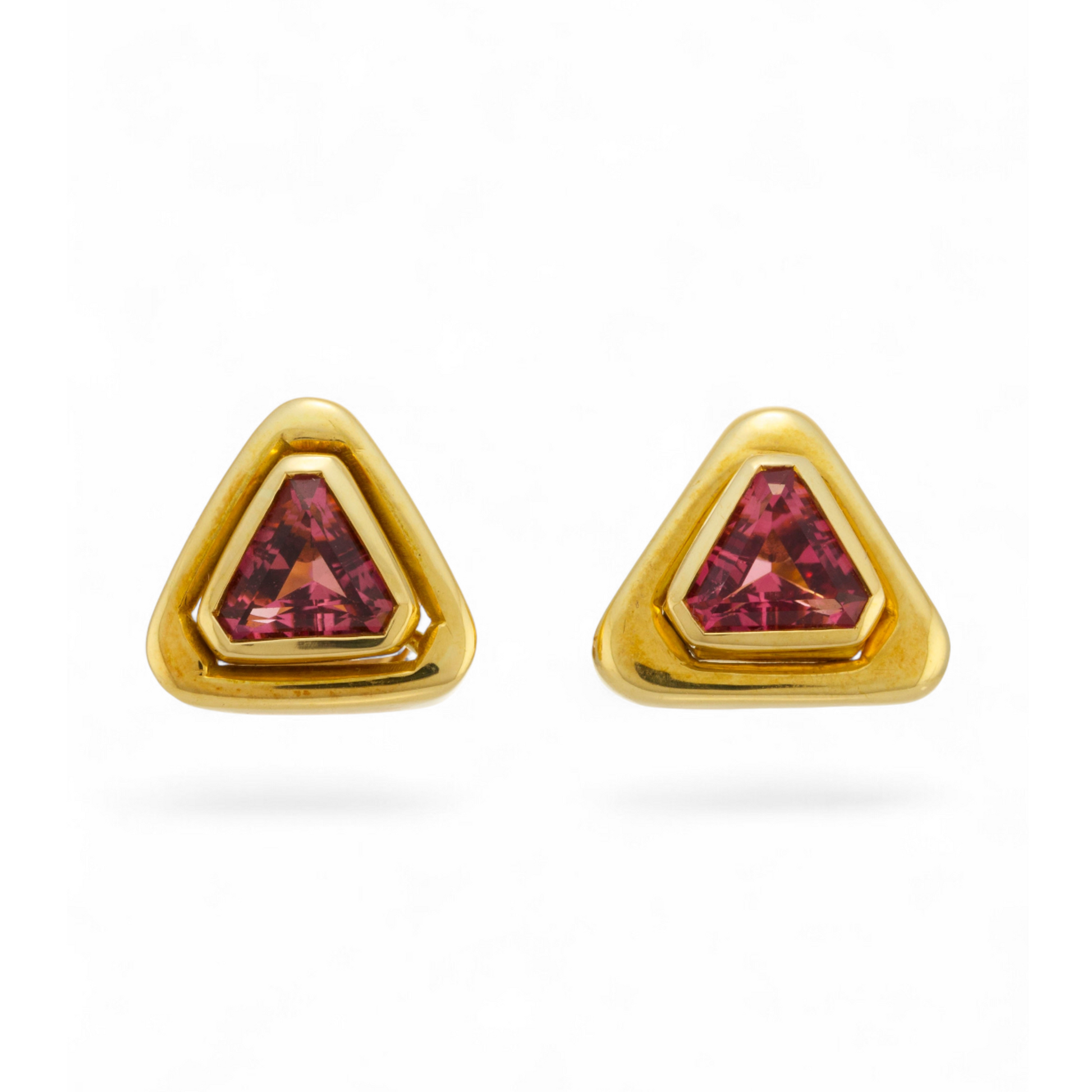Bulgari 1980s 18KT Yellow Gold Tourmaline Earrings front