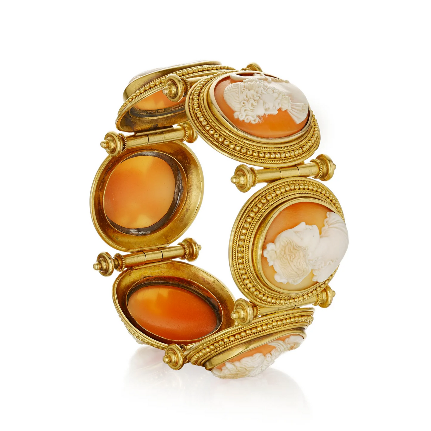 Victorian 18KT Yellow Gold Cameo Bracelet side