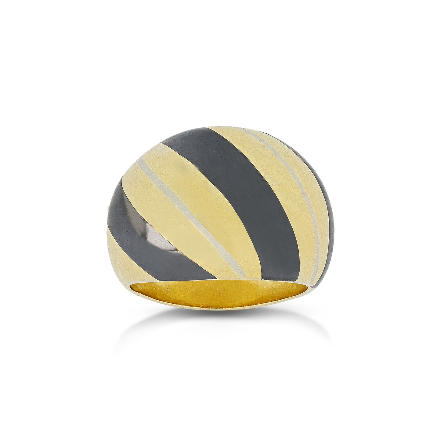 1940s Steel & 18KT Yellow Gold Enamel Ring front