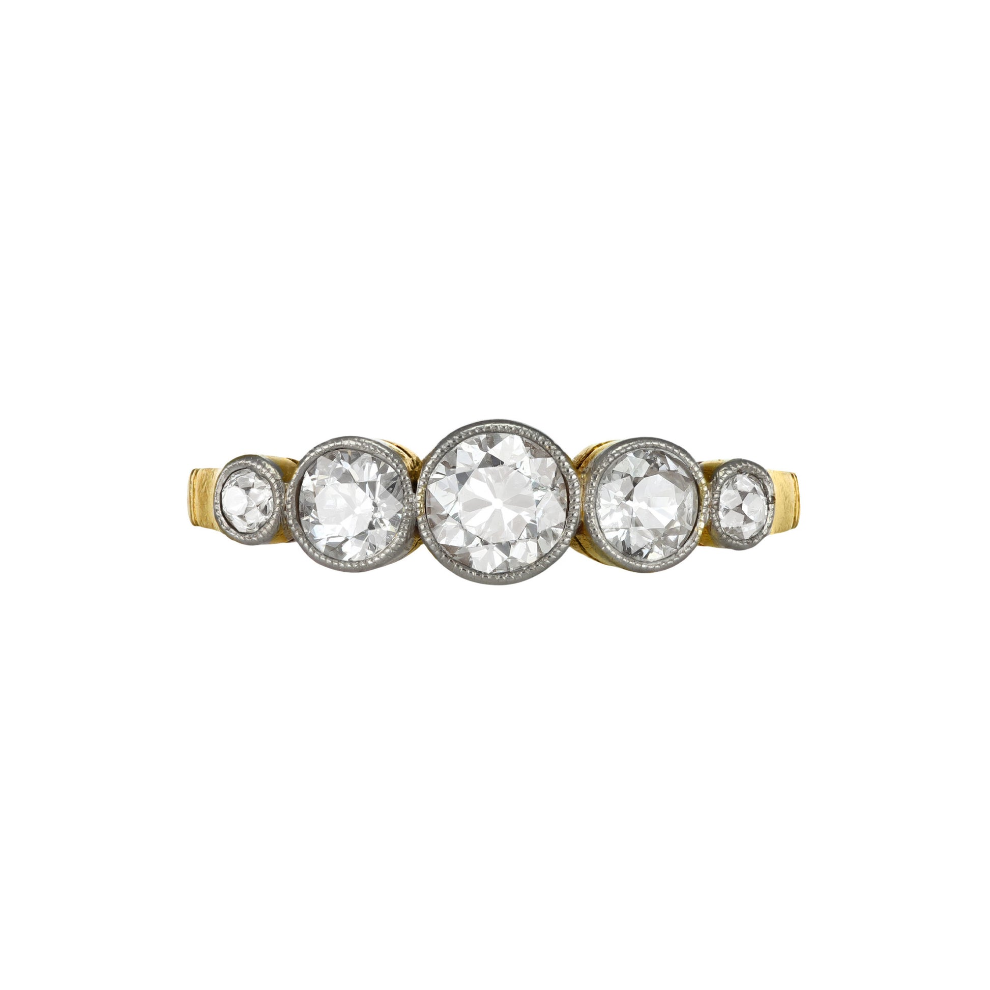 Edwardian Platinum & 18KT Yellow Gold Diamond Ring front