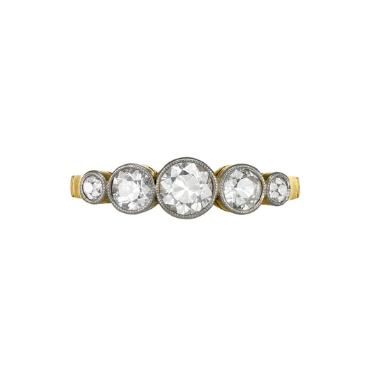 Edwardian Platinum & 18KT Yellow Gold Diamond Ring front