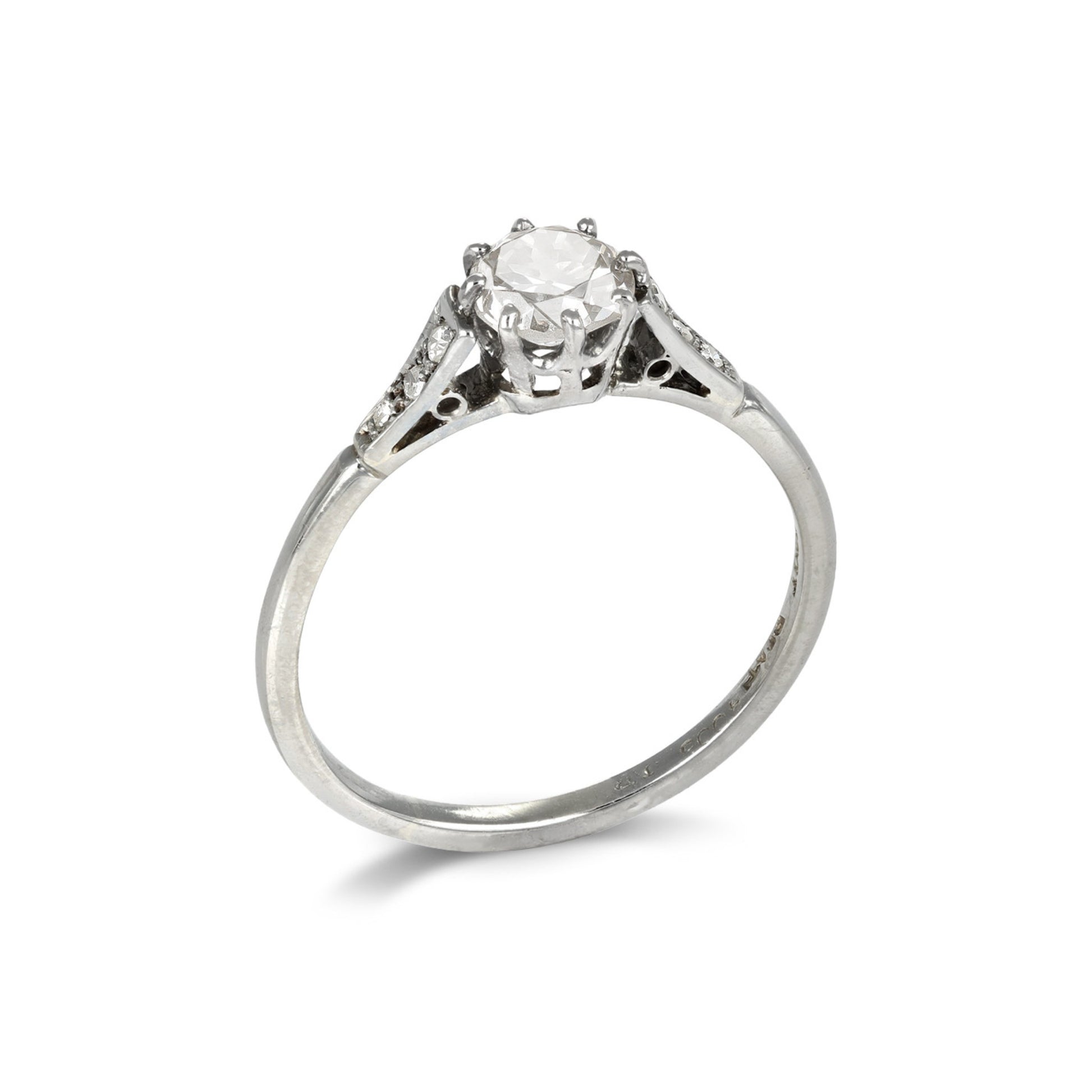 1930s Platinum & 18KT Yellow Gold Diamond Ring profile