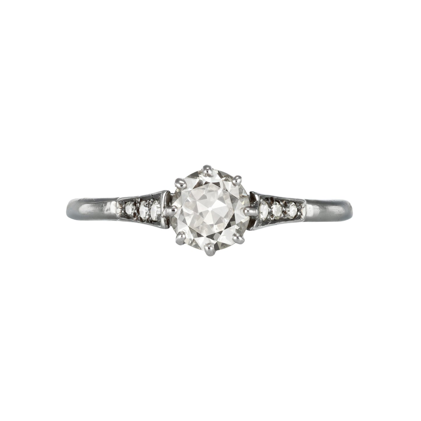 1930s Platinum & 18KT Yellow Gold Diamond Ring front