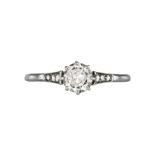 1930s Platinum & 18KT Yellow Gold Diamond Ring front