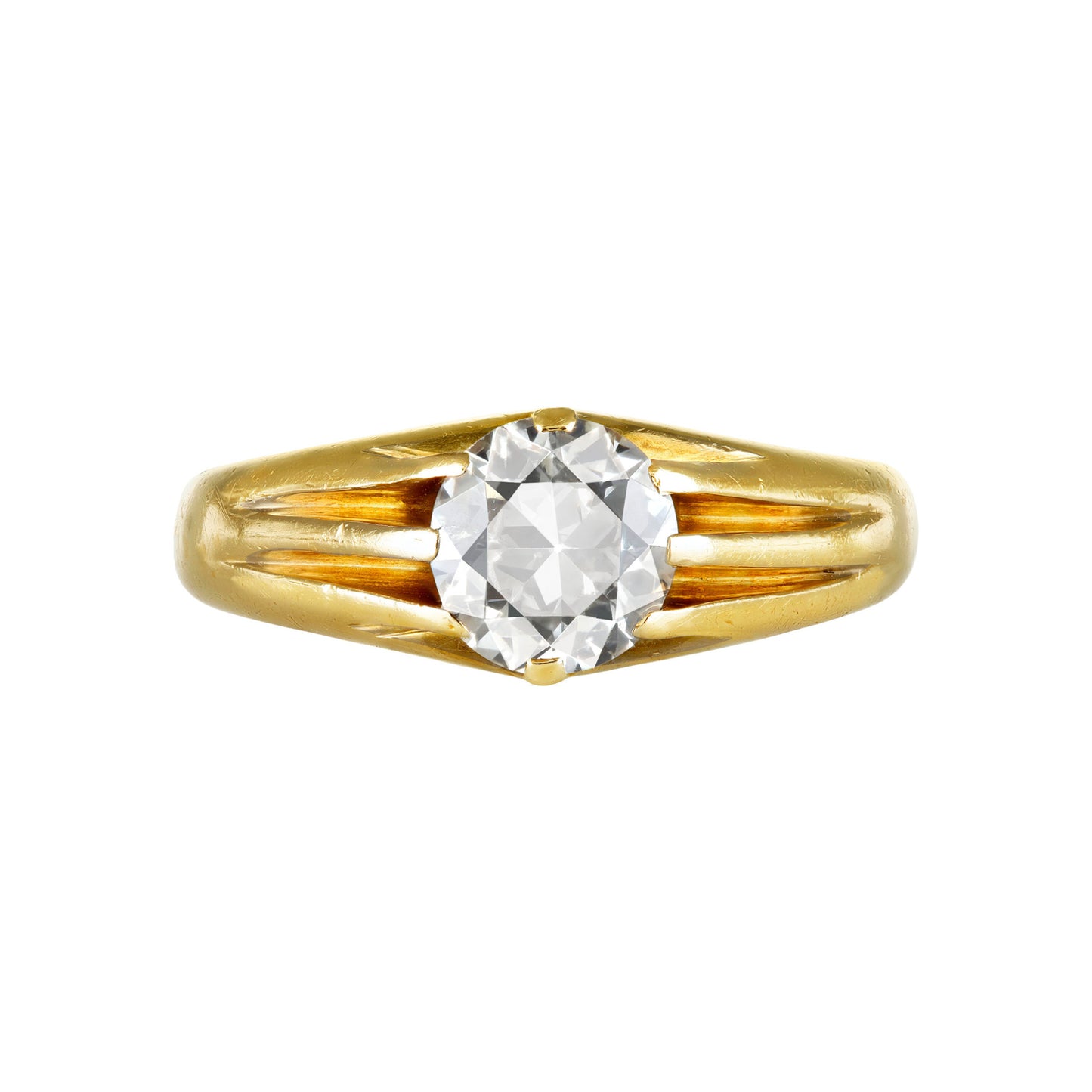Lawrence & Lingard England Victorian 18KT Yellow Gold Diamond Ring front