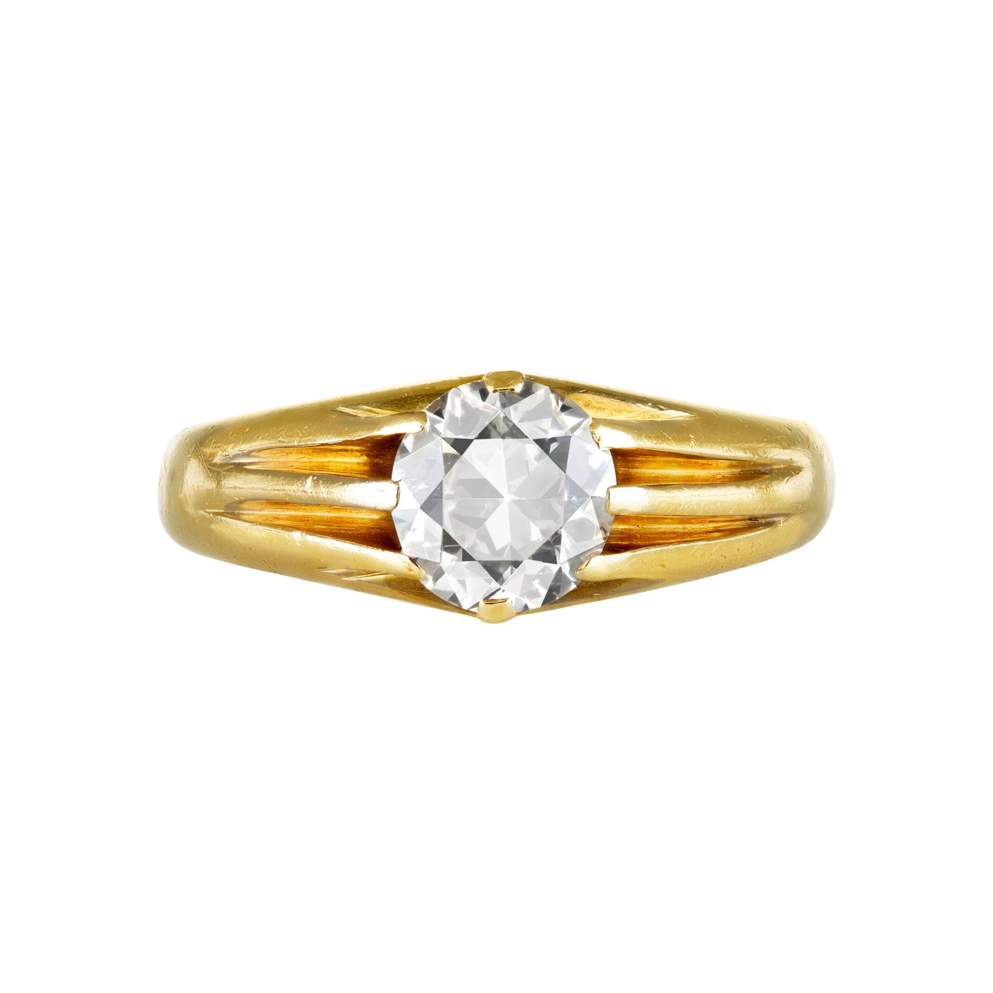 Lawrence & Lingard England Victorian 18KT Yellow Gold Diamond Ring front