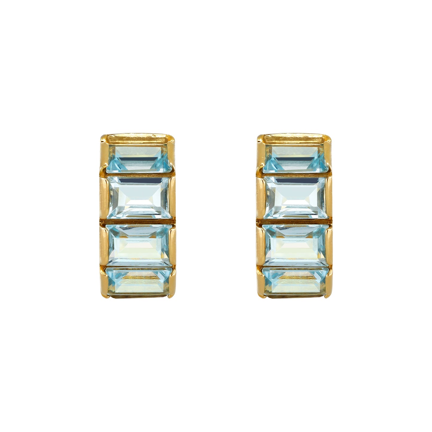 Le-Gi Italy 1970s 18KT Yellow Gold Aquamarine Earrings front