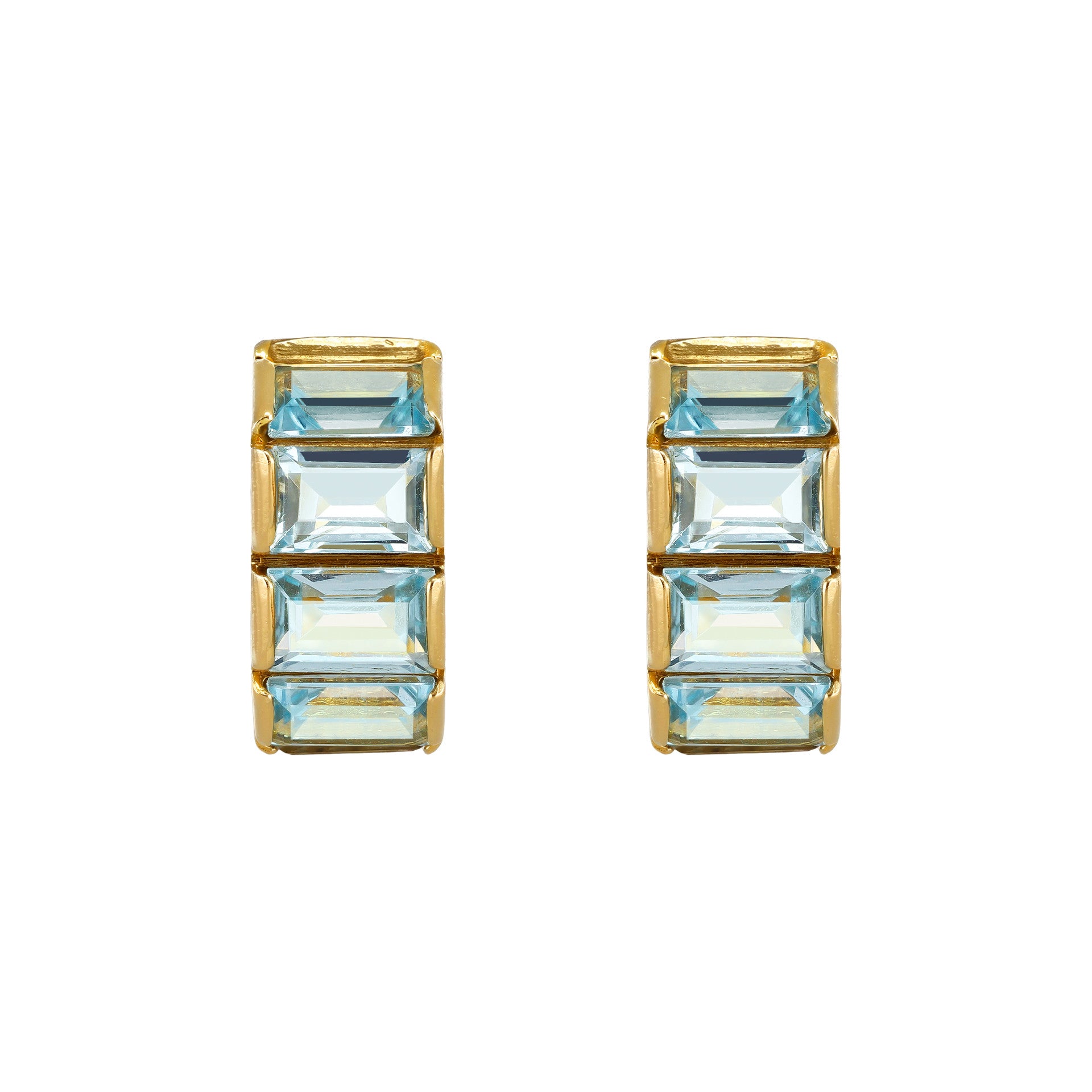 Le-Gi Italy 1970s 18KT Yellow Gold Aquamarine Earrings front