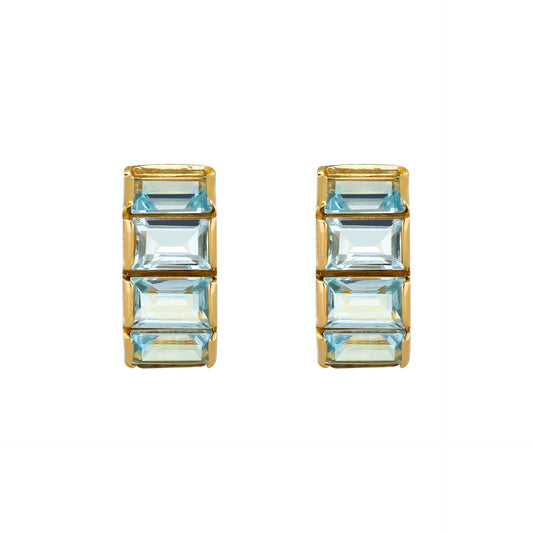 Le-Gi Italy 1970s 18KT Yellow Gold Aquamarine Earrings front