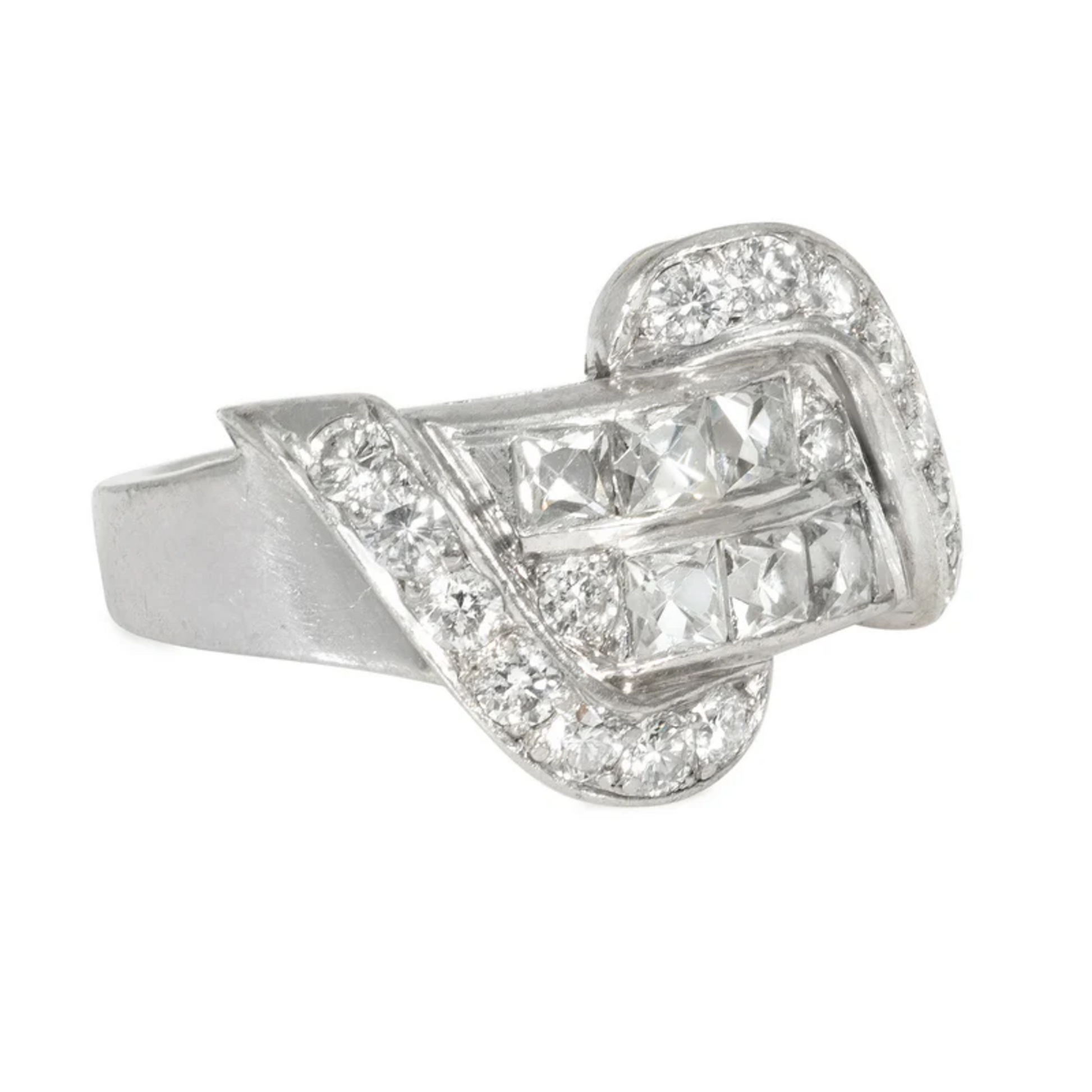 Retro Platinum Diamond Ring side