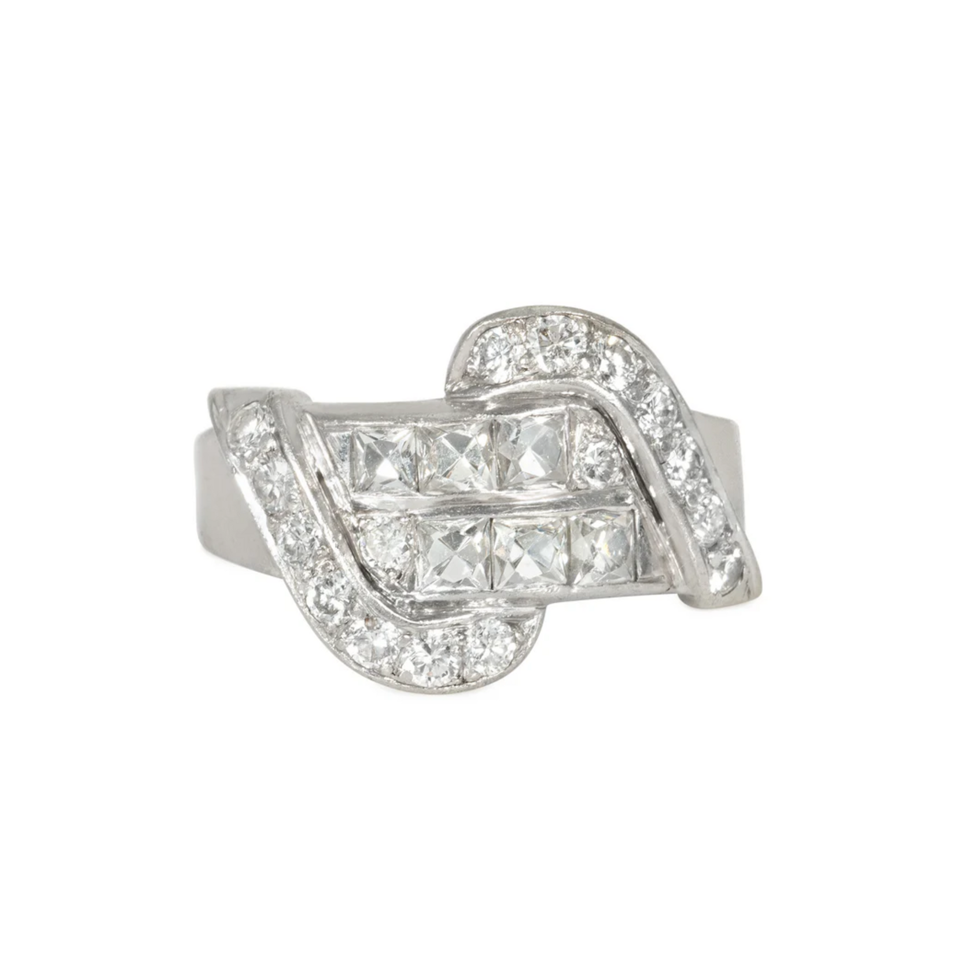 Retro Platinum Diamond Ring front