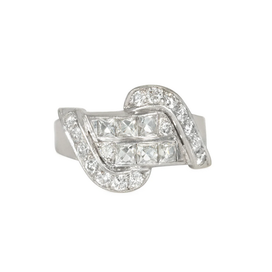 Retro Platinum Diamond Ring front