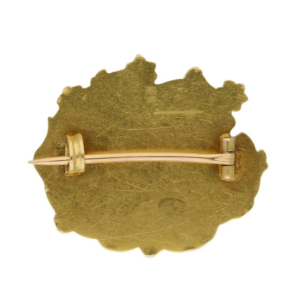 Aubé Art Nouveau 18KT Yellow Gold Diamond Brooch back