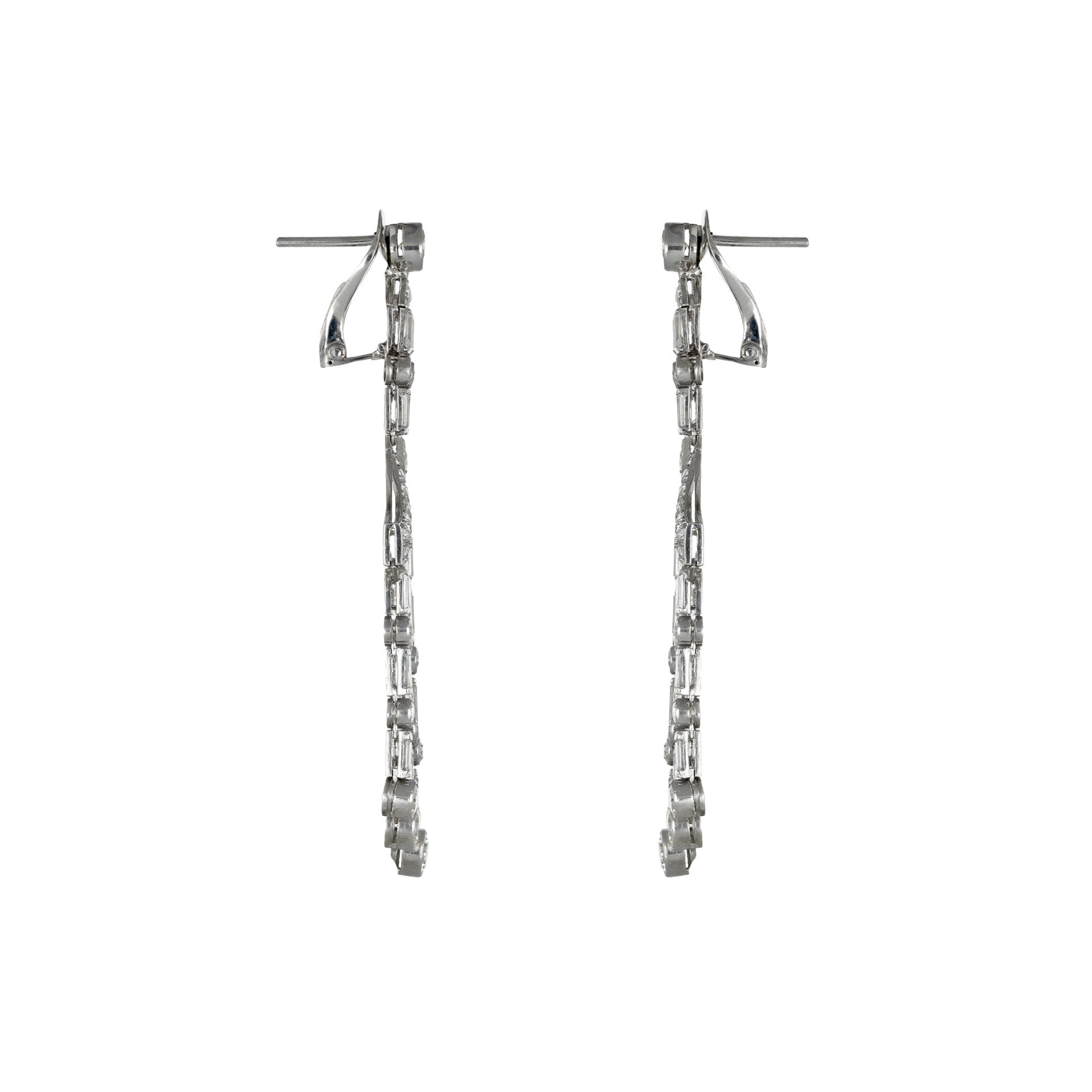 Art Deco Platinum Diamond Earrings side