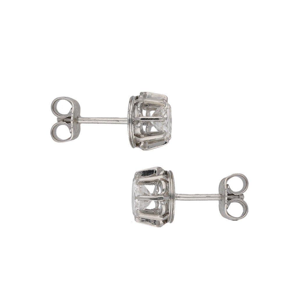 1950s Platinum Diamond Earrings side